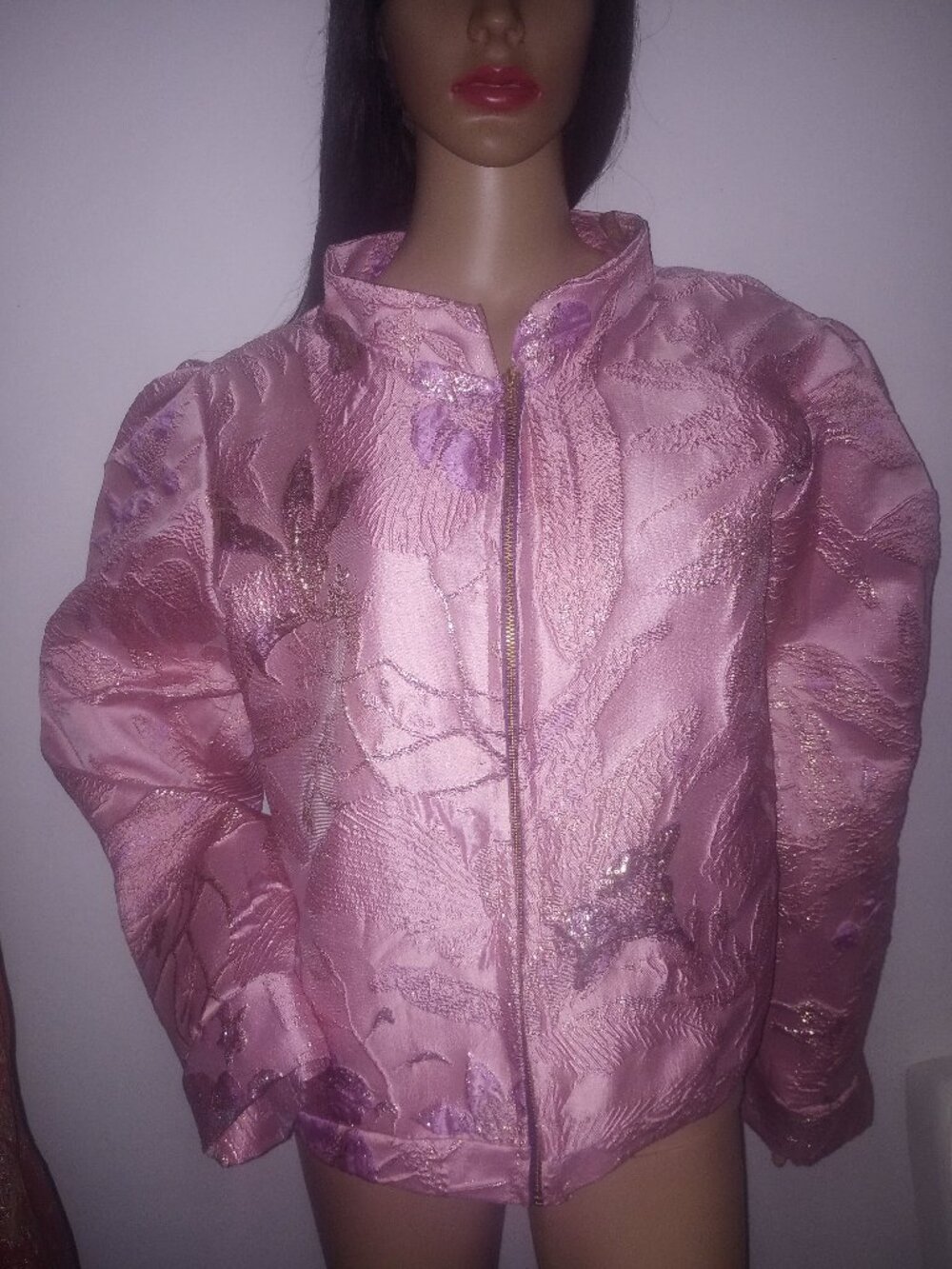 Pink and purple brocade jacket